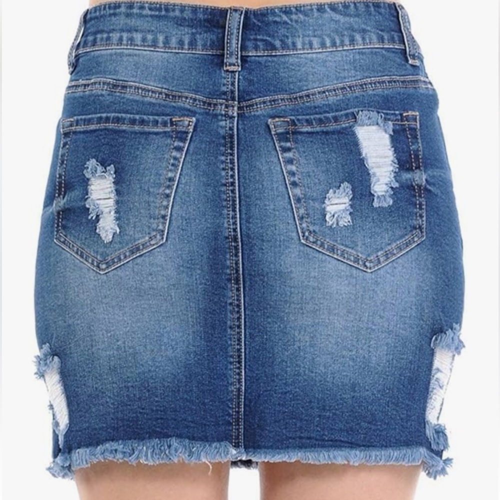 Wax Jean Ripped Indigo Mini Skirt women’s denim skirt Boho skirts size M - Picture 2 of 12